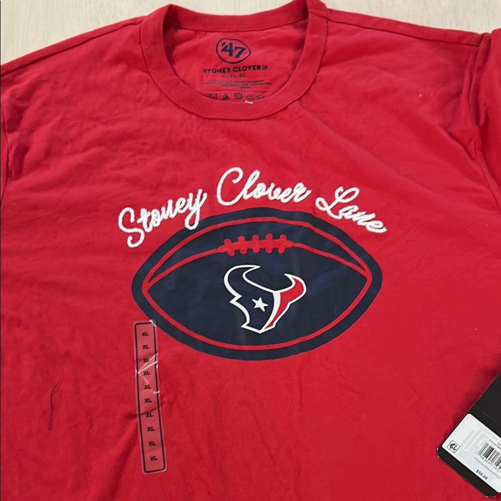 Red Stoney Clover Lane Texans Football T-Shirt XLarge